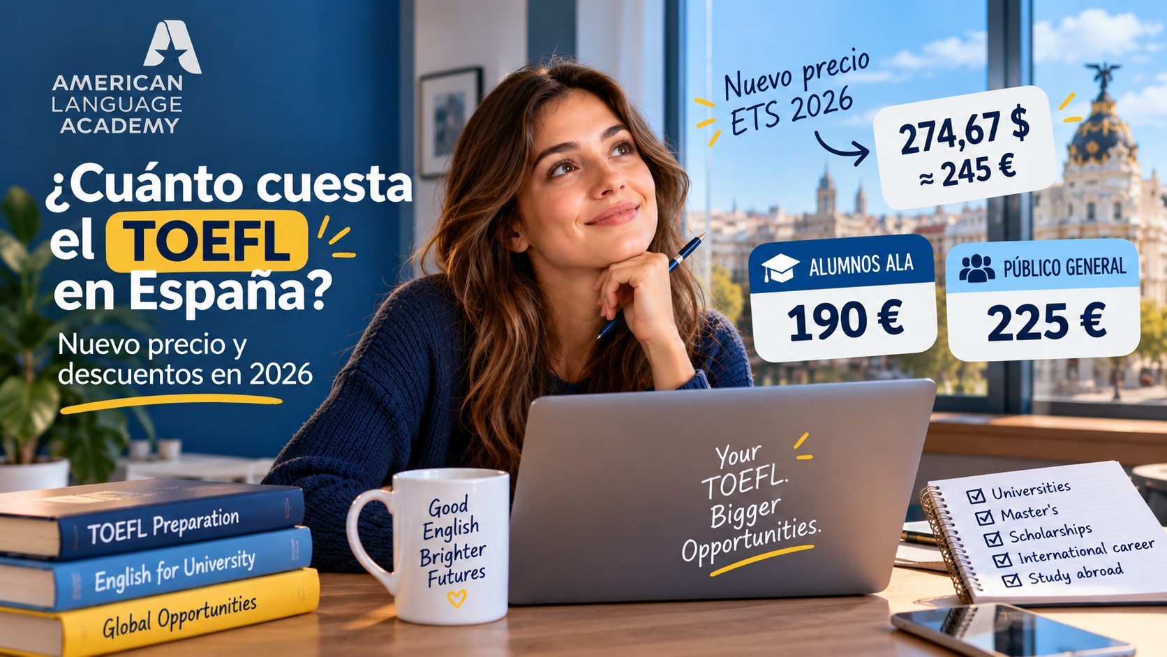 ¿Cuánto cuesta el TOEFL en España? Nuevo precio y descuentos en 2026