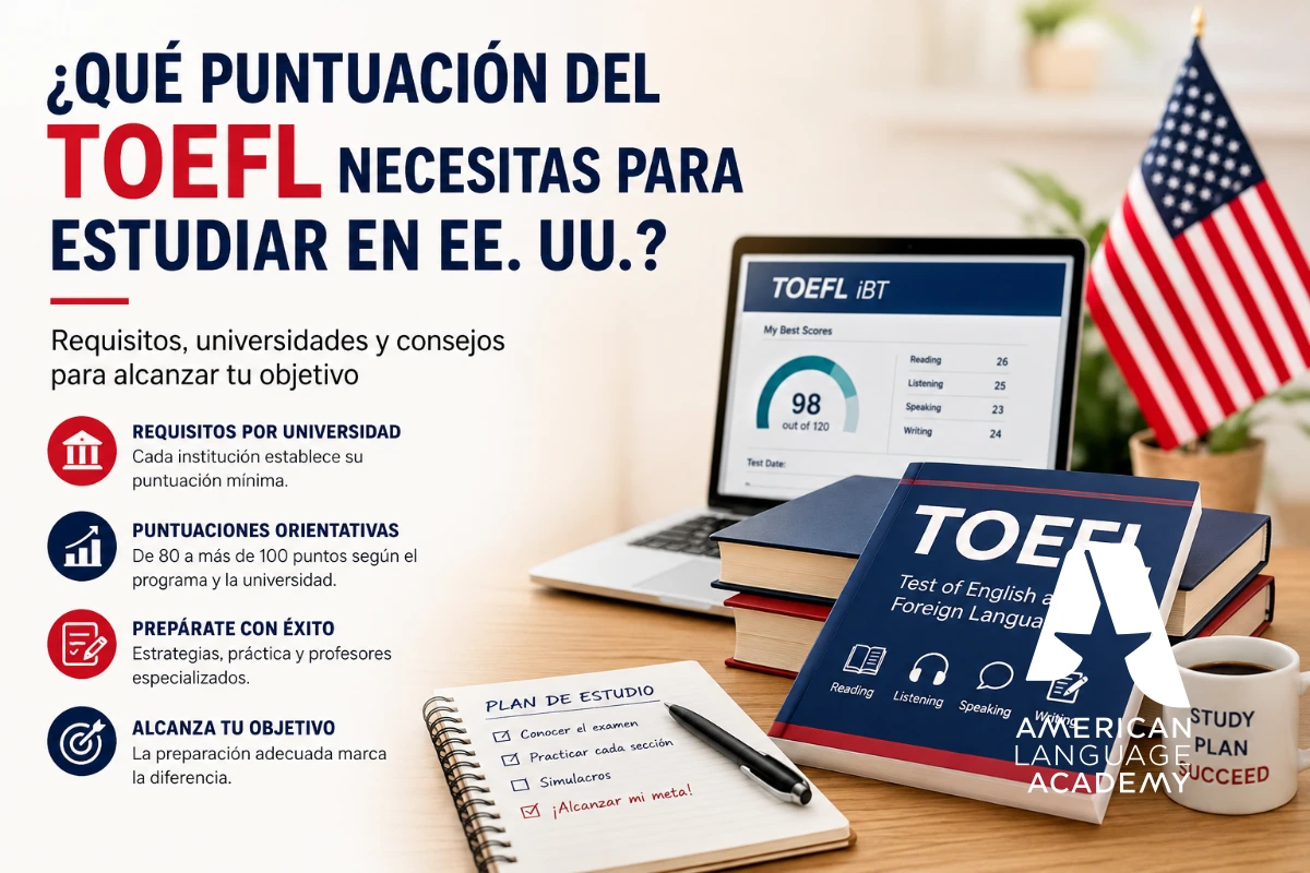 ¿Qué puntuación del TOEFL necesitas para estudiar en Estados Unidos?